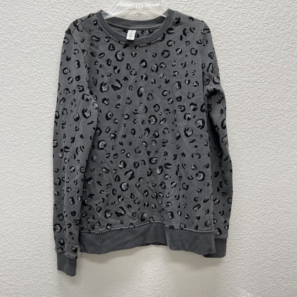 FatFace Sweatshirt Athleisure Womens XS Gray Pullover Crewneck Cheetah Animal Pr